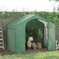 Outsunny 6' x 3' x 5' Portable Walk-in Greenhouse, PE Cover, Steel Frame Garden Hot House, Zipper Door, Top Vent for Flowers, Vegetables, Saplings, Tropical Plants, Green(m-2)