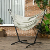 Outsunny U Shape Stand Hammock Chair, Headrest Include Hammock Swing, Cream White(m-10)