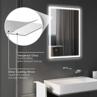 HOMCOM 32" x 24" Bathroom Mirror with LED Lights, Dimmable Makeup Mirror, Vanity Mirror with 3 Colors, Smart Touch, Anti-Fog(m-7)