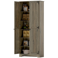 HOMCOM 72" Farmhouse Pantry Cabinet, Freestanding Food Pantry Cabinet with Adjustable Shelves, Distressed Gray