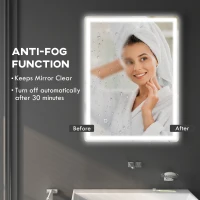 HOMCOM 32" x 24" Bathroom Mirror with LED Lights, Dimmable Makeup Mirror, Vanity Mirror with 3 Colors, Smart Touch, Anti-Fog(m-6)