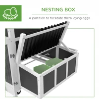 PawHut Wooden Chicken Coop with Nesting Box, Pull Out Tray, Run, Perches, Ramp, Windows for 6 Chickens, Dark Gray(m-6)