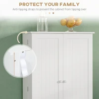 HOMCOM 41" Modern Kitchen Pantry Freestanding Storage Cabinet with Double Doors Adjustable Shelves for Living Room - White(m-7)