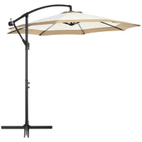 Outsunny 10FT Cantilever Umbrella, Offset Patio Umbrella with Crank and Cross Base for Deck, Backyard, Pool and Garden, Hanging Umbrellas, Tan(m-11)