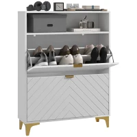 HOMCOM Modern Shoe Storage Cabinet with 2 Flip Drawers for 12 Pairs, Narrow Shoe Organizer for Entryway, Hallway, White(m-11)