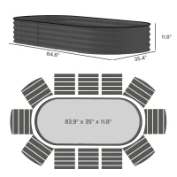 Outsunny 7' x 3' x 1' Raised Garden Bed Set, 2PCS Raised Beds for Gardening with Metal Plant Stakes, Dark Gray(m-3)