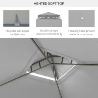 Outsunny 12' x 10' Patio Gazebo Outdoor Pavilion 2 Tire Roof Canopy Shelter Garden, Steel Frame w/ Mosquito Netting, Light Grey(m-5)