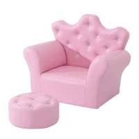 Qaba Kids Sofa Set with Footstool, Princess Sofa with Diamond Decoration(m-1)