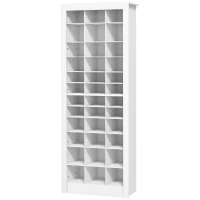 HOMCOM 71" Shoe Storage Cabinet with 3 Heights of Open Cubes for 36 Pairs, Narrow Shoe Organizer for Entryway, Hallway, White(m-1)