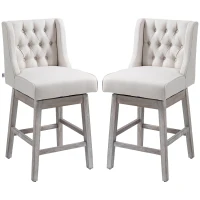 HOMCOM Swivel Bar Stools Set of 2, 27" Counter Height Stools with Linen Upholstery and Button Tufted Design for Kitchen(m-1)