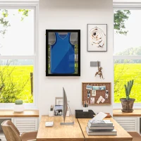 HOMCOM 24" x 32" Acrylic Shadow Box Frame, UV-Resistant Jersey Display Case with T-shirt Hanger and 2 Keys, Black(m-10)