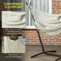 Outsunny U Shape Stand Hammock Chair, Headrest Include Hammock Swing, Cream White(m-5)