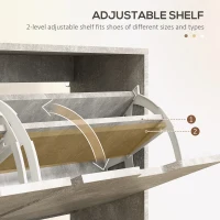 HOMCOM Shoe Storage Cabinet with 4 Flip Drawers and Adjustable Shelf, Shoe Cabinet for 8-16 Pairs of Shoes, Cement Grey(m-5)