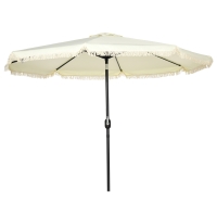 Outsunny 9ft Patio Umbrella, Ruffled Outdoor Market, Cream White