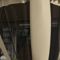 Outsunny 12' x 10' Patio Gazebo Outdoor Pavilion 2 Tire Roof Canopy Shelter Garden, Steel Frame w/ Mosquito Netting, Taupe(m-10)