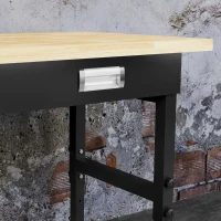 HOMCOM 47" Work Bench with Drawer with Drawer, Black/Natural(m-8)