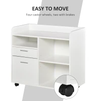 Vinsetto Filing Cabinet Printer Stand Mobile Lateral File Cabinet with 2 Drawers, 3 Open Storage Shelves for Home Office Organization, White(m-5)