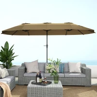 Outsunny 13 ft. Extra Large Patio Umbrella with Easy Crank Handle, Vents for Outdoor, Patio, UPF30+, Coffee(m-8)