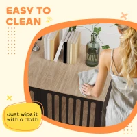 PawHut 39" Dog Crate Furniture w/ Anti-Chew Resistant Mesh, Anti-Escape Single Door, for Large Dogs, Walnut Brown(m-7)