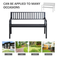 Outsunny 50" Outdoor Garden Bench, Patio Bench with Slatted Seat, Metal Porch Bench for Backyard, Poolside, Lawn, Black(m-6)