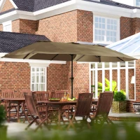 Outsunny 13 ft. Extra Large Patio Umbrella with Easy Crank Handle, Vents for Outdoor, Patio, UPF30+, Coffee(m-10)