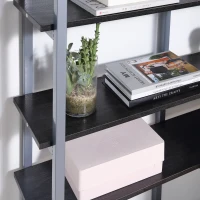 HOMCOM 5 Tier Versatile L-Shaped Computer Desk, Writing Table with Display Shelves and Metal Frame, Space-Saving for Study, Home Office, Black(m-9)