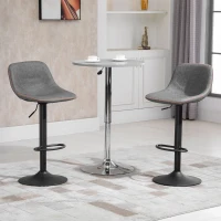 HOMCOM Adjustable Bar Stools, Swivel Bar Height Chairs Barstools Padded with Back for Kitchen, Counter, and Home Bar, Set of 2, Gray(m-2)