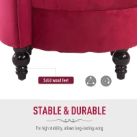 HOMCOM Retro High Back Armless Royal Accent Chair Fabric Upholstered Tufted Seat for Living Room, Dining Room and Bedroom, Crimson Red(m-6)