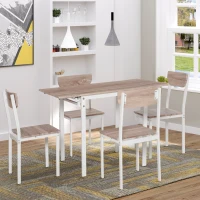 HOMCOM Modern Dining Table Set for 4, 5-Piece Kitchen Table Set, Rectangular Extendable Dining Table with 2 Drop Leaf, 4 Chairs for Kitchen, Dining Room, Dinette, Breakfast Nook, White(m-4)