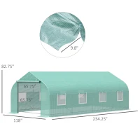 Outsunny 20' x 10' x 7' Outdoor Walk-in Greenhouse, Tunnel Green House with Roll-up Windows, Zippered Door, PE Cover, Heavy Duty Steel Frame, Green(m-3)