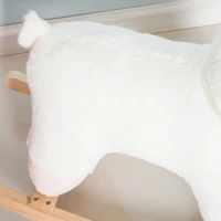 Qaba Lamb Rocking Horse Sheep, Nursery Stuffed Animal Ride On Rocker for Kids, Wooden Plush, White(m-7)