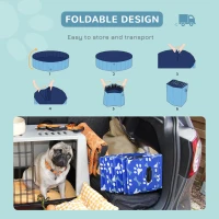 PawHut Foldable Pet Swimming Pool, Portable Dog Bathing Tub, 12" x 63" Plastic Large Dog Pool for Outdoor Dogs and Cats, Blue(m-5)