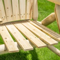 Outsunny 2-Seat Wooden Adirondack Chair, Patio Bench with Table, Outdoor Loveseat Fire Pit Chair for Porch, Backyard, Deck, Natural(m-8)