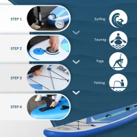 Soozier Inflatable Stand Up Paddle Board Ultra-Light Yoga SUP with Non-Slip Deck Pad, Premium Accessories, Waterproof Bag, Safety Leash and Hand Pump for Surfing, Touring and Fishing, Blue(m-6)