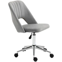 Vinsetto Modern Mid Back Office Chair with Velvet Fabric, Swivel Computer Armless Desk Chair with Hollow Back Design for Home Office, Grey(m-11)