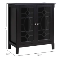 HOMCOM Sideboard Buffet Cabinet, Kitchen Storage Cabinet, Double Glass Door Accent Cabinet with Adjustable Shelves, Espresso(m-3)
