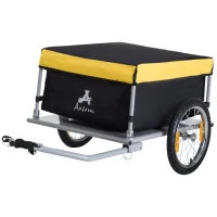 Aosom Bicycle Cargo Trailer, Two-Wheel Bike Luggage Wagon Trailer with Removable Cover, Fits 20" - 26" Bicycle Wheels, Yellow(m-11)