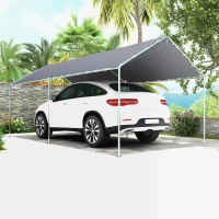 Outsunny 9.6' x 19.5' Carport Heavy Duty Galvanized Car Canopy w/ Included Anchor Kit, 3 Reinforced Steel Cables, Gray(m-10)