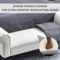 HOMCOM 52" End of Bed Bench, Linen Upholstered Ottoman Bench, Bedroom Entryway Bench With Armrests, Cream White(m-5)
