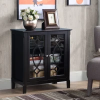 HOMCOM Sideboard Buffet Cabinet, Kitchen Storage Cabinet, Double Glass Door Accent Cabinet with Adjustable Shelves, Espresso(m-10)