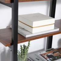 HOMCOM 5 Tier Versatile L-Shaped Computer Desk, Writing Table with Display Shelves and Metal Frame, Space-Saving for Study, Home Office, Walnut(m-9)