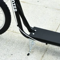 Aosom Youth Scooter Kick Scooter for Kids 5+, Max Load 220 LBS., with Adjustable Handlebar, 16" Inflatable Wheels, Dual Brakes, Black(m-9)