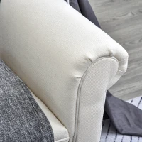 HOMCOM 52" End of Bed Bench, Linen Upholstered Ottoman Bench, Bedroom Entryway Bench With Armrests, Cream White(m-7)