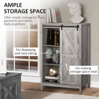 HOMCOM Farmhouse Accent Cabinet, Kitchen Cupboard Storage Cabinet with Barn Door and Adjustable Shelf, Gray Oak(m-4)
