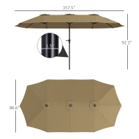 Outsunny 13 ft. Extra Large Patio Umbrella with Easy Crank Handle, Vents for Outdoor, Patio, UPF30+, Coffee(m-3)