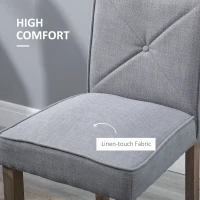 HOMCOM Modern Bar Stools Set of 2, Upholstered Barstools Kitchen Island Chair with Build-In Footrest, Solid Wood Legs, Gray(m-6)