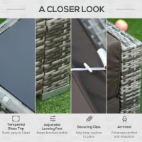 Outsunny 7-Piece Patio Furniture Set, Outdoor Wicker Conversation Set, All Weather PE Rattan Sectional Sofa Set with Cushions and Tempered Glass Top Coffee Table, Pillows, Charcoal(m-7)