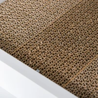 PawHut Wooden Cat Litter Box Enclosure & House, Kitty Hidden Washroom, with End Table Design, Scratcher, & Magnetic Doors, White(m-9)