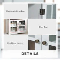 HOMCOM Sideboard Buffet Cabinet with Open Shelf, Glass Doors and Adjustable Shelf, Accent Cabinet for Kitchen, Living Room, White(m-6)