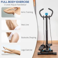 Soozier Twist Stepper Machine with Resistance Bands, Adjustable Workout Fitness Equipment with Handle Bar and LCD Display for Home Gym Exercise(m-7)